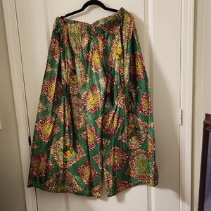 Green and Yellow Patterned Women's Palazoo Pants